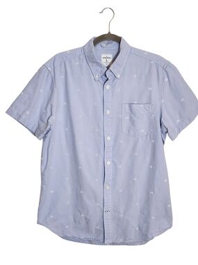 Gap Mens Light Blue Modern Oxford Short Sleeve Button Down Shirt Size Large Flaw